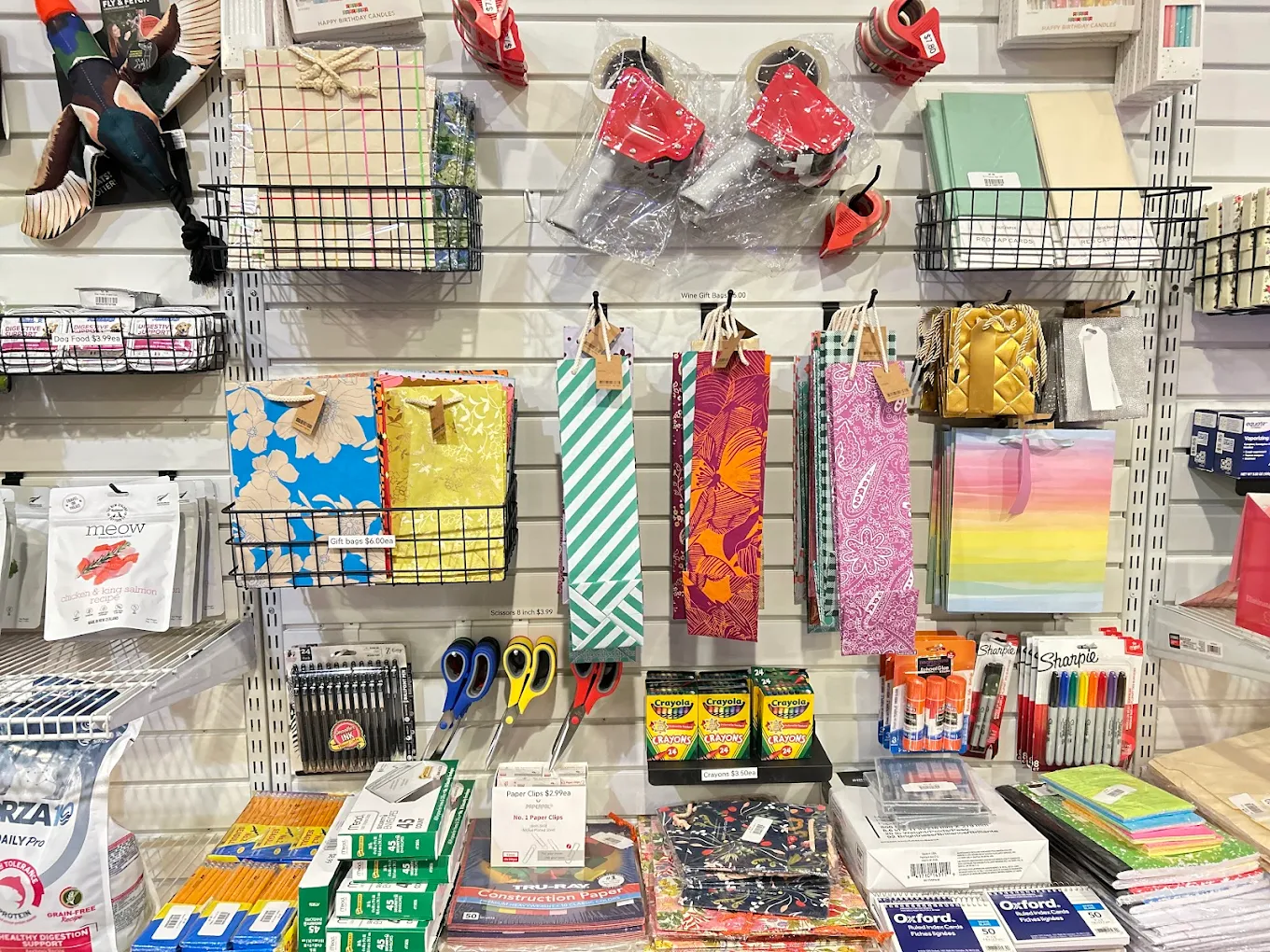 Gift bags, school supplies, and retail products inside Ship & Beyond