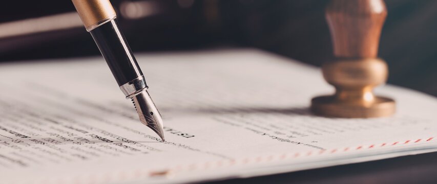 Notary stamp and official documents